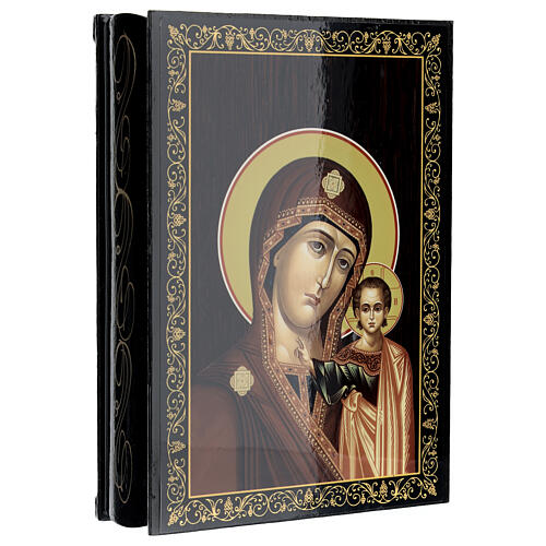 Schachtel Russisch Lack Pappmaché Madonna Kazanskaya, 22x16 cm 2