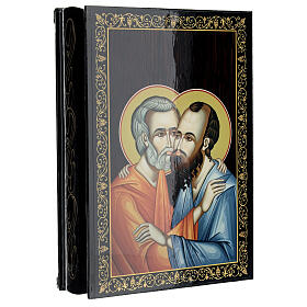 Russian lacquer box, St Peter and Paul, 9x6 in
