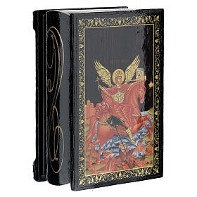Russian lacquer box, Archangel Michael, 3.5x2.5 in