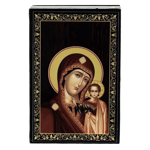Russian lacquer box, Mother-of-God of Kazan, 3.5x2.5 in 1
