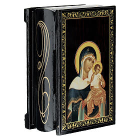 Box with Russian papier-maché lacquer, 3.5x2.5 in, Konevskaya Mother of God