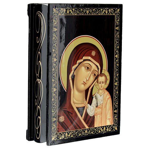 Russian lacquer icon box Lady of Kazan paper mache 14x10 cm 2