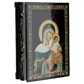 Box with Russian papier-maché lacquer, 5.5x4 in, Konevskaya Mother of God