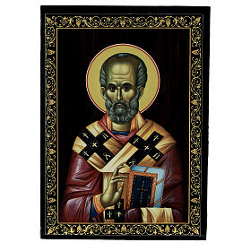 Saint Nicholas icon box 14x10 Russian lacquer