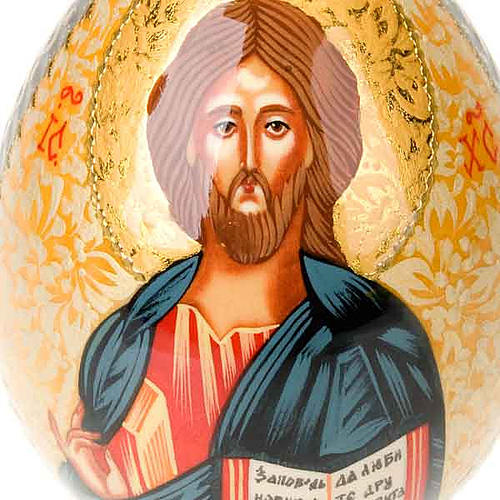 Uovo icona dipinta a mano Cristo Pantocratore 4