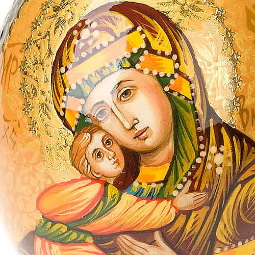 Uovo - icona Vergine di Vladimir manto marrone 4