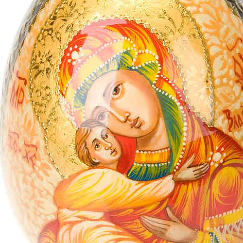 Uovo icona Vergine di Vladimir manto rosso 4