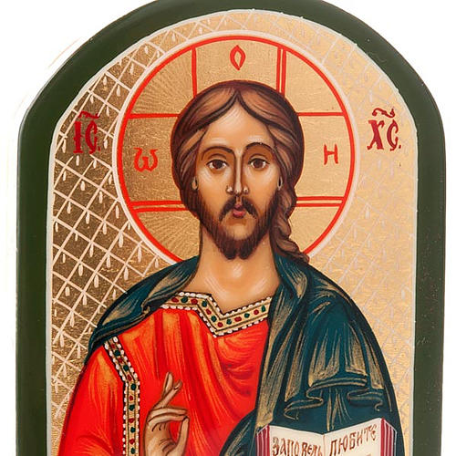 Russian icon Jesus Christ Pantocrator blue and gold cloak 4