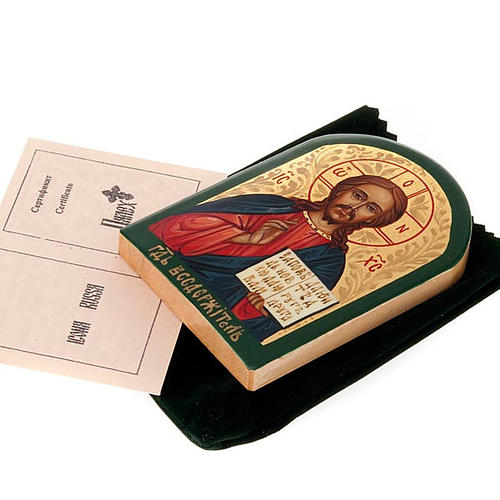 Icona russa Pantocratore 6x9 cm manto blu 2