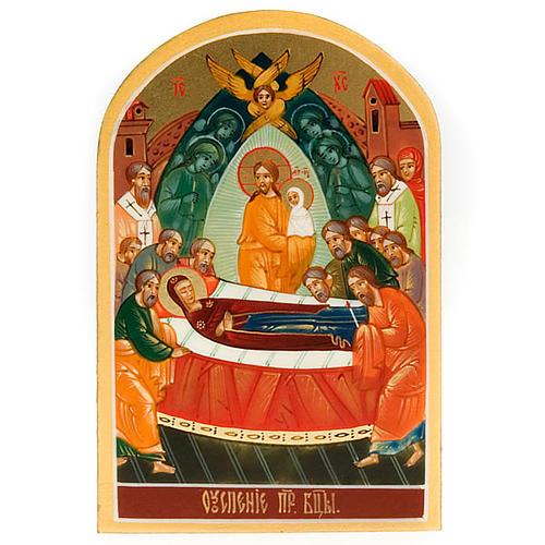 Russian hand painted icon, Dormition of Mary 6x9cm 1