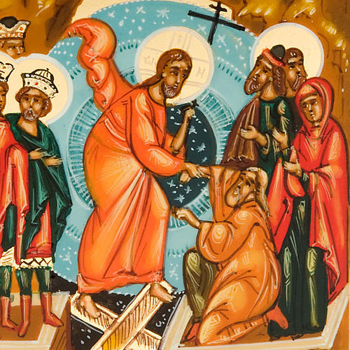 Russische Ikone Abstieg Christi in die Unterwelt handgemalt 6x9 3