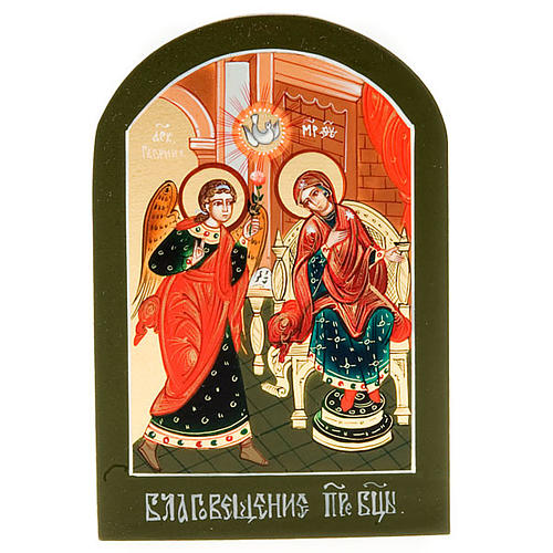 Ícono Sagrada Anunciación 6x9 Rusia pintada a mano 1