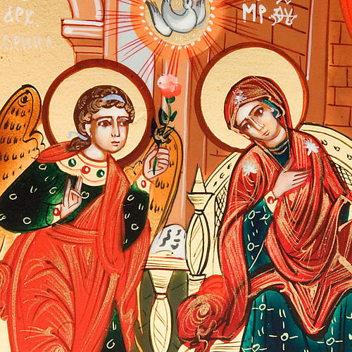 Ícono Sagrada Anunciación 6x9 Rusia pintada a mano 3