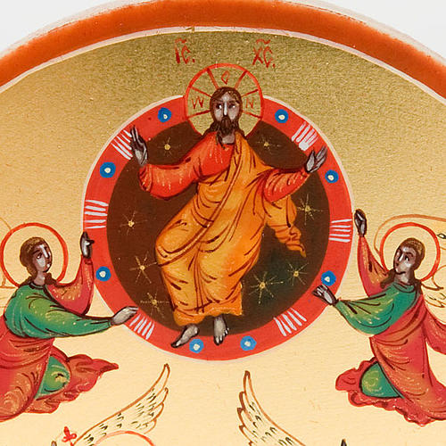 Russische Ikone Himmelfahrt mit Aposteln Engeln und Maria 6x9 cm 3