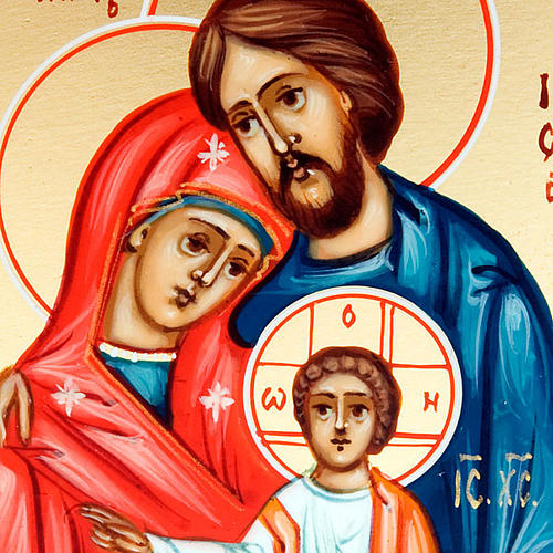 Russische Ikone der Heiligen Familie handgemalt 6x9 cm 3