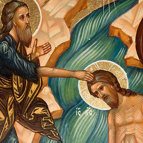 Ikone der Taufe von Jesus handgemalt Russland 22x27 cm 4