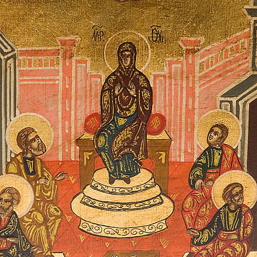 Ícone gravado Pentecostes 26x31 cm Rússia pintado à mão 5