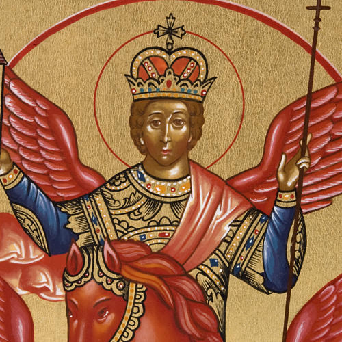 Icône peinte Saint Michel à cheval Russie 2