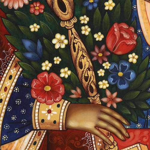 Icône russe Vierge aux fleurs peinte à main 7