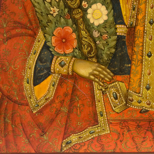 Icône russe Vierge aux fleurs peinte à main 8