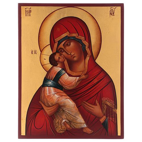 Ícone Russo Nossa Senhora de Vladimir fundo dourado 1