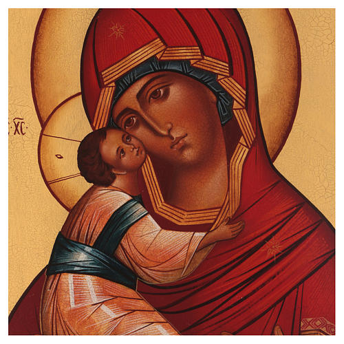 Ícone Russo Nossa Senhora de Vladimir fundo dourado 2