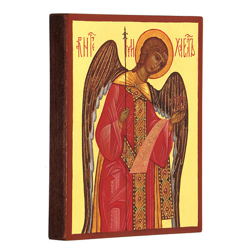 Icona russa dipinta Arcangelo Michele 14x10 cm 2