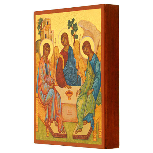 Russian painted icon, Rublev's Trinity 14x10 cm 2