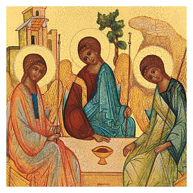 Russian painted icon, Rublev's Trinity 14x10 cm