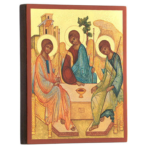 Russian painted icon, Rublev's Trinity 14x10 cm 3