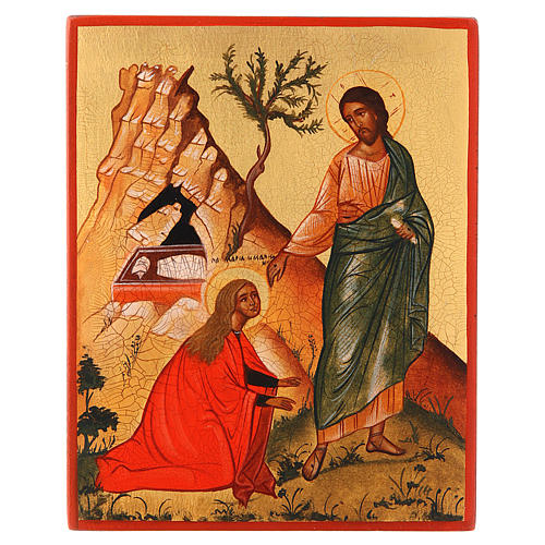 Icone russa dipinta "Noli me tangere" Gesù e Maddalena 1
