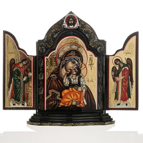 Russisches Triptychon Mstjora Gottesmutter Hodigitria 17,5x21 1