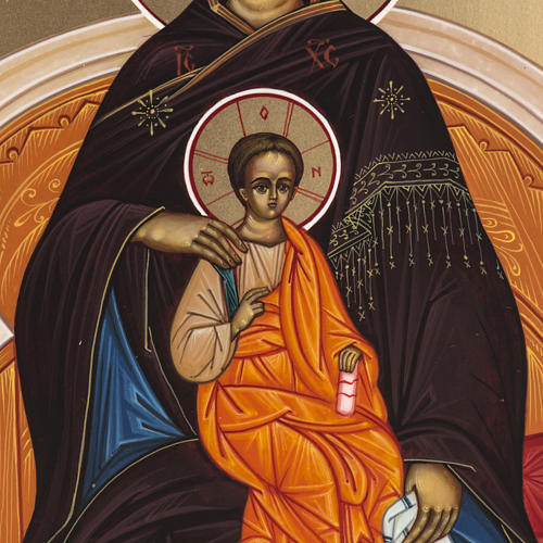 Ícono Rusia pintada Virgen en el Trono 27x22 2