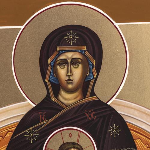 Ícono Rusia pintada Virgen en el Trono 27x22 3
