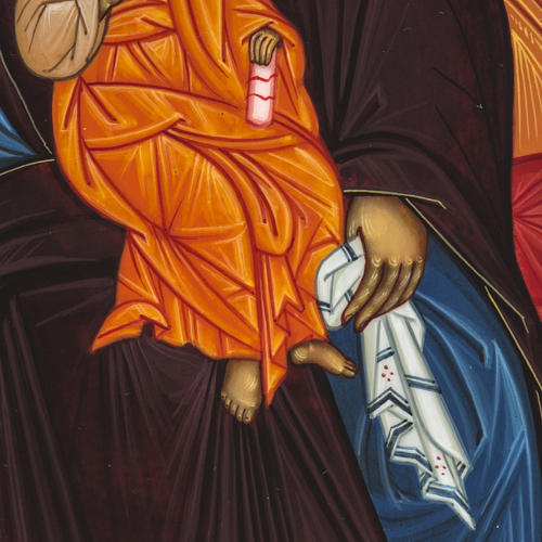 Ícono Rusia pintada Virgen en el Trono 27x22 4