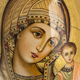 Oeuf icône Russie Vierge de Kazan ton sur ton