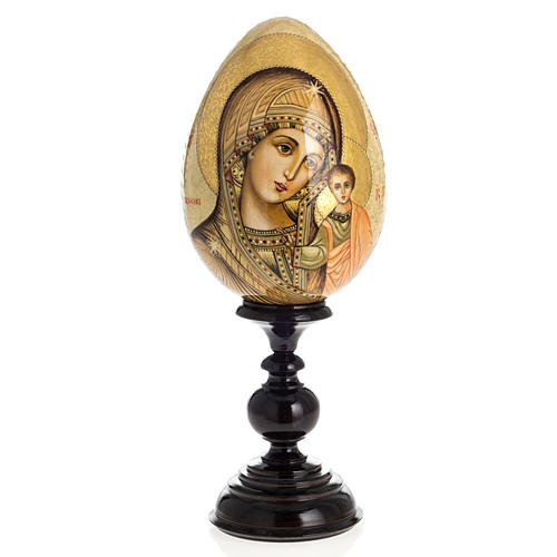 Oeuf icône Russie Vierge de Kazan ton sur ton 1
