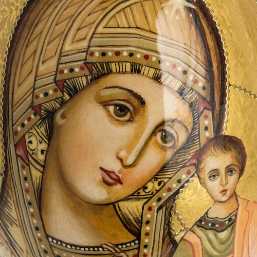Oeuf icône Russie Vierge de Kazan ton sur ton 2