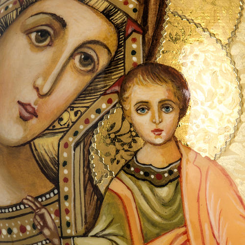 Oeuf icône Russie Vierge de Kazan ton sur ton 3