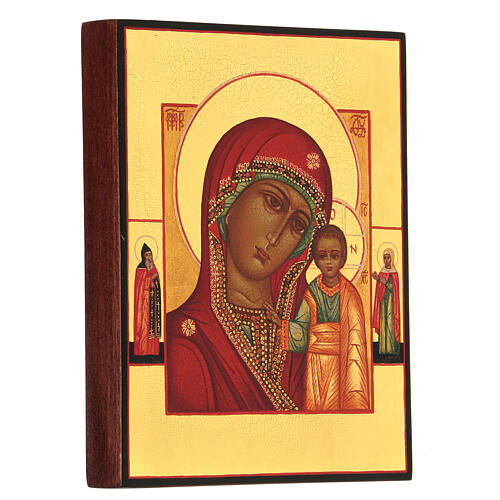 Russische handgemalte Ikone Gottesmutter von Kasan 14x10 cm 3