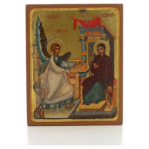 Russian icon, Annunciation with thick frame 1