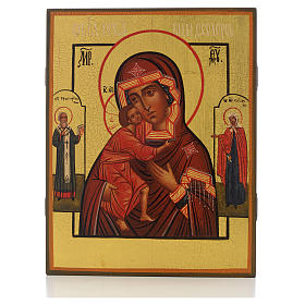 Russische Ikone Gottesmutter von Jaroslawl mit heiligen Menschen
