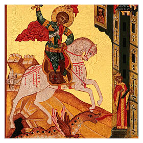 Russian painted icon, Saint George measuring 14x10 cm