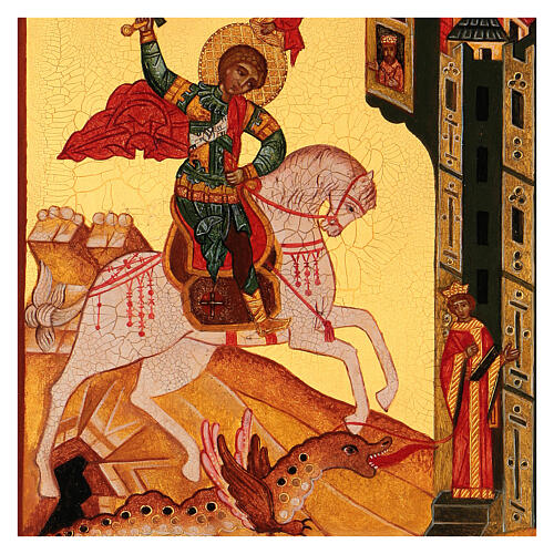 Russian painted icon, Saint George measuring 14x10 cm 2