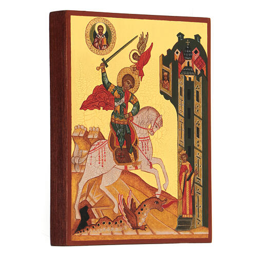 Russian painted icon, Saint George measuring 14x10 cm 3
