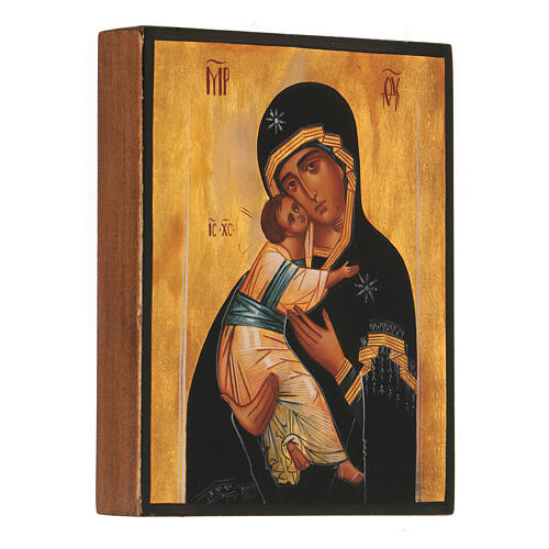 Russische Ikone handgemalt Madonna von Vladimir 14x10 cm 3