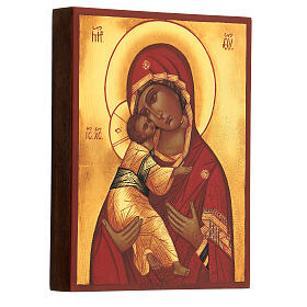 Russische Ikone handgemalt Madonna von Vladimir mit rotem Gewand
