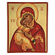 Icono ruso Virgen de Vladimir pintado capa roja 14x10 cm s1