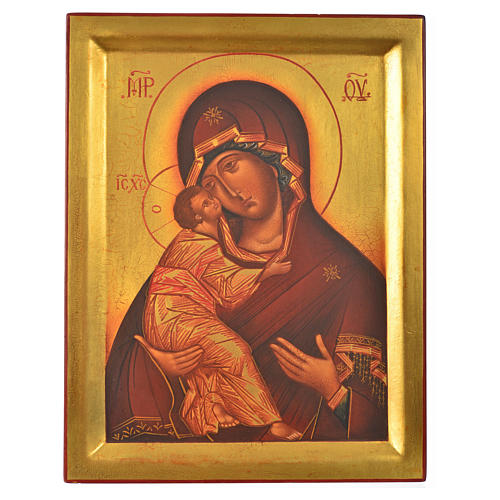 Russische Ikone Madonna von Vladimir handgemalt 28x21 cm 1