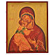 Icona russa dipinta Madonna di Vladimir manto rosso 36x30 s1